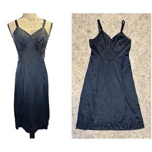 Womens Babydoll Black Satin Silky Lingerie Slip Mini Dress Sexy Witch Y2K 36/Med